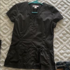 NWOT gray koi stretch scrub top